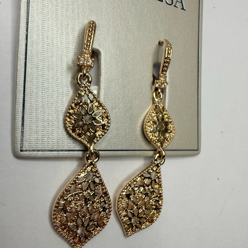 Delicate Filigree Drop Earrings - Rose Gold - Picture 5 of 5